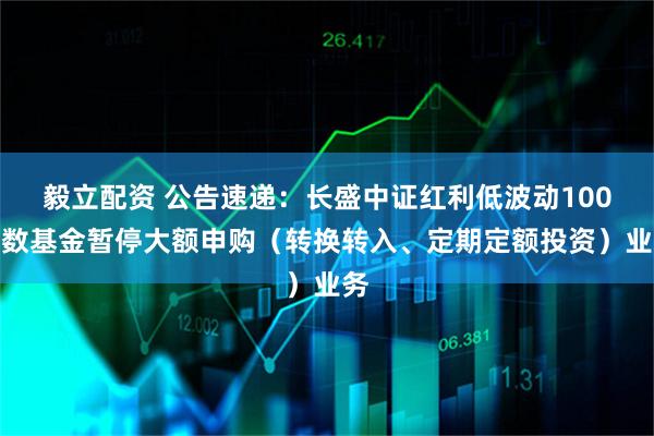 毅立配资 公告速递：长盛中证红利低波动100指数基金暂停大额申购（转换转入、定期定额投资）业务